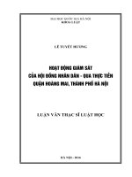 Hoạt động giám sát của hội đồng nhân dân   qua thực tiễn quận hoàng mai, thành phố hà nội 