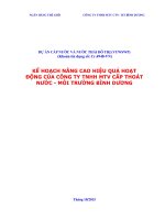 KẾ HOẠCH NÂNG CAO HIỆU QUẢ HOẠT ĐỘNG CỦA CÔNG TY TNHH MTV CẤP THOÁT NƯỚC - MÔI TRƯỜNG BÌNH DƯƠNG