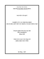 tóm tắt Nghiên cứu các phương pháp chuẩn hóa chữ viết tắt trong văn bản tiếng Việt