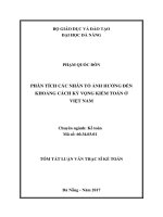 tóm tắt Phân tích các nhân tố ảnh hưởng đến khoảng cách kỳ vọng kiểm toán ở Việt Nam