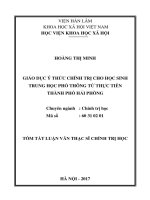 Giáo dục ý thức chính trị cho học sinh trung học phổ thông từ thực tiễn thành phố hải phòng tt 