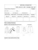 KIỂM TRA tiếng anh CUỐI học kì II lop 3