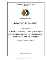 Nghiên Cứu Đánh Giá Kết Quả Sử Dụng Sản Phẩm Đông Dược “An Nhiệt Khang”  Trên Bệnh Nhân Nhiệt Miệng