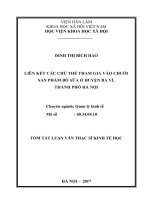 Liên kết các chủ thể tham gia vào chuỗi sản phẩm bò sữa ở huyện ba vì, thành phố hà nội tt 