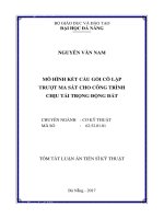 tóm tắt Mô hình kết cấu gối cô lập trượt ma sát cho công trình chịu tải trọng động đất
