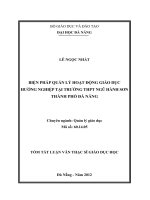 tóm tắt Biện pháp quản lý hoạt động giáo dục hướng nghiệp tại trường THPT Ngũ Hành Sơn thành phố Đà Nẵng