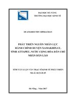 tóm tắt Phát triển nguồn nhân lực hành chính huyện Xamakhixay, tỉnh Attapeu, nước Cộng Hòa Dân Chủ Nhân Dân Lào