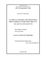 Vai trò của trí thức trẻ trong hoạt động nghiên cứu khoa học hiện nay (qua nghiên cứu trường hợp hà nội) 