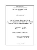 Vai trò của gia đình trong việc giáo dục vị thành niên về hành vi ứng xử (Nghiên cứu tại huyện Thanh Trì – Hà Nội)