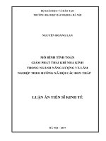 Luận án tiến sĩ mô hình tính toán giảm phát thải khí nhà kính trong ngành năng lượng và lâm nghiệp theo hướng xã hội các bon thấp 
