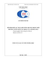 Tóm tắt Luận án Tiến sĩ Hóa học Mô hình hóa sự thay đổi nồng độ oxi trong môi trường nước dưới tác động của lớp bùn đáy