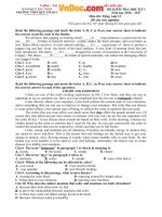 Đề thi học kỳ 1 môn tiếng Anh lớp 12 trường THPT Quế Võ 3, Bắc Ninh năm học 2016  2017 có đáp án