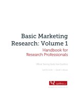 Basic marketing research volum 1 handbook for research professionals 