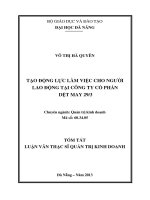 tạo động lực làm việc cho người lao động tại công ty cổ phần dệt may 293