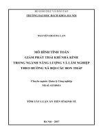 Luận án tiến sĩ mô hình tính toán giảm phát thải khí nhà kính trong ngành năng lượng và lâm nghiệp theo hướng xã hội các bon thấp (tt) 