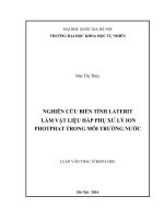 Nghiên cứu biến tính laterit làm vật liệu hấp phụ xử lý ion photphat trong môi trường nước 