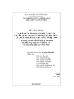 Nghiên cứu bổ sung cơ sở lý thuyết và xây dựng luận cứ cho một số nội dung của quy hoạch các khu công nghệ cao