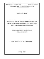 Nghiên cứu một số yếu tố ảnh hưởng đến đặc trưng năng lượng và độ bền của thuốc hỏa thuật dùng cho ngòi đạn cao xạ  (tóm tắt)