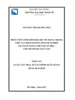 Phân tích tình hình rủi ro tín dụng trong cho vay khách hàng doanh nghiệp tại ngân hàng TMCP quân đội   chi nhánh quảng nam 