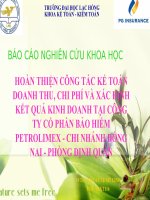 Hoàn Thiện Công Tác Kế Toán Doanh Thu, Chi Phí Và Xác Định Kết Quả Kinh Doanh Tại Công Ty Cổ Phần Bảo Hiểm Petrolimex - Chi Nhánh Đồng Nai - Phòng Định Quán