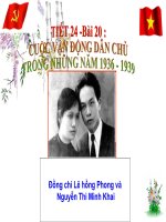 Bài giảng CUỘC VẬN ĐỘNG DÂN CHỦ TRONG NHỮNG NĂM 1936 - 1939