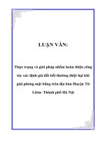 Thực trạng và giải pháp nhằm hoàn thiện công tác xác định giá đất bồi thường thiệt hại khi giải phóng mặt bằng trên địa bàn Huyện Từ Liêm- Thành phố Hà Nội
