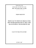 Pháp luật về thuế giá trị gia tăng đối với hộ kinh doanh từ thực tiễn quận Hà Đông, thành phố Hà Nội