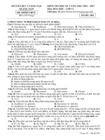 Đề thi học kì 1 môn Toán lớp 12 tỉnh Quảng Nam năm học 2015  2016 