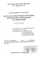 Nâng cao vai trò tín dụng Ngân hàng đối với sự phát triển kinh tế các tỉnh Nam Bộ