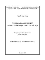 Văn hóa doanh nghiệp trong khách sạn 5 sao tại hà nội (tóm tắt luận án) 