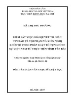 Kiểm sát việc giải quyết tố giác, tin báo về tội phạm và kiến nghị khởi tố theo pháp luật tố tụng hình sự việt nam từ thực tiễn tỉnh yên bái tt 