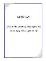 Quản lý nhà nước bằng pháp luật về đầu tư xây dựng ở Thành phố Hà Nội