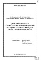 Quan điểm và chỉ đạo của chủ tịch Hồ Chí Minh về công tác thanh tra, giải quyết khiếu nại, tố cáo và chống tham nhũng - Tài liệu, ebook, giáo trình