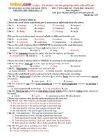 Đề thi học kỳ 1 môn Tiếng Anh lớp 12 trường THPT Đào Duy Từ, Đăk Nông năm học 2016  2017 có đáp án 