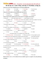 Đề thi học kỳ 1 môn Tiếng Anh lớp 12 Thí Điểm năm học 2016  2017 có đáp án 