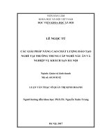 Các giải pháp nâng cao chất lượng đào tạo nghề tại trường trung cấp nghề nấu ăn và nghiệp vụ khách sạn hà nội