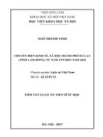 Chuyển biến kinh tế, xã hội thành phố đà lạt (tỉnh lâm đồng) từ năm 1975 đến năm 2010 (tt)