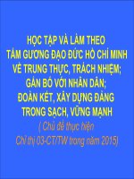 Học Tập Và Làm Theo Tấm Gương Đạo Đức Hồ Chí Minh Về Trung Thực, Trách Nhiệm; Gắn Bó Với Nhân Dân; Đoàn Kết, Xây Dựng Đảng Trong Sạch, Vững Mạnh