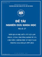 MỐI QUAN HỆ GIỮA TỶ LỆ LẠM PHÁT, TĂNG TRƯỞNG KINH TẾ VÀ CHI TIÊU CHÍNH PHỦ Ở VIỆT NAM TRONG GIAI ĐOẠN 1997-2012
