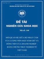 MỐI QUAN HỆ GIỮA ĐỘ NHẠY CẢM CỦA LƯỢNG TIỀN MẶT NẮM GIỮ VÀ DÒNG TIỀN CỦA DOANH NGHIỆP – BẰNG CHỨNG THỰC NGHIỆM TỪ VIỆT NAM