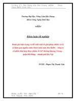 Đánh giá hiện trạng và đề suất một số giải pháp nhằm xử lý có hiệu quả nguồn nước thải ở nhà máy bia HaDo – công ty cổ phần liên hợp thực phẩm số 267 đường Quang Trung – quận Hà Đông