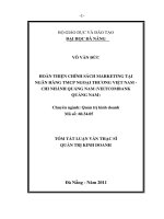 Hoàn thiện chính sách marketing tại ngân hàng TMCP ngoại thương Việt Nam - chi nhánh Quảng Nam (Vietcombank Quảng Nam