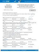 Đề thi thử THPTQG môn hoá THPT Chu Văn An, Quảng Trị năm 2017 có đáp án