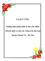Những biện pháp kinh tế chủ yếu nhằm chuyển dịch cơ cấu cây trồng trên địa bàn huyện Thanh Trì - Hà Nội