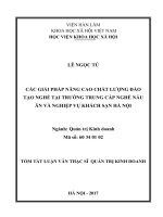 Các giải pháp nâng cao chất lượng đào tạo nghề tại trường trung cấp nghề nấu ăn và nghiệp vụ khách sạn hà nội tt 