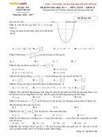 Đề thi học kì 1 môn Toán lớp 12 Sở GDĐT Ninh Thuận năm học 2016  2017