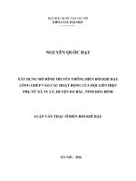 Xây dựng mô hình truyền thông biến đổi khí hậu lồng ghép vào các hoạt động của hội liên hiệp phụ nữ xã tu lý, huyện đà bắc, tỉnh hòa bình 
