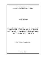 Nghiên cứ xử lý mầu bằng kỹ thuật hấp phụ và tái sinh than hoạt tính tại chỗ bằng kỹ thuật oxi hóa 