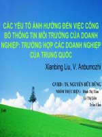 CÁC YẾU TỐ ẢNH HƯỞNG ĐẾN VIỆC CÔNG BỐ THÔNG TIN MÔI TRƯỜNG CỦA DOANH NGHIỆP: TRƯỜNG HỢP CÁC DOANH NGHIỆP CỦA TRUNG QUỐC