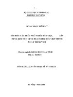 Tìm hiểu cấu trúc ngữ nghĩa Hán-Việt, xây dựng kho ngữ vựng dựa nghĩa Hán-Việt trong xử lý tiếng Việt